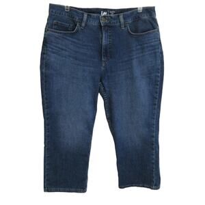 Lee Denim Cropped Capri Stretch Pants Blue Jeans Womens Size 16 M Regular Fit